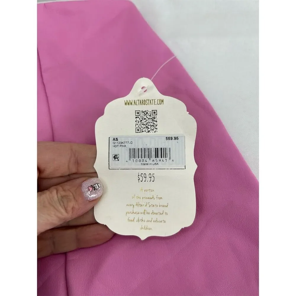Altar’d State Women's Pink Mini Skirt Size Large Casual Vegan Leather Short NWT - Picture 4 of 9